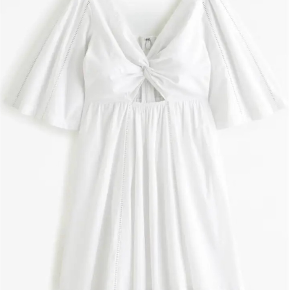 Abercrombie & Fitch White V-Neck Flutter Sleeve Sundress